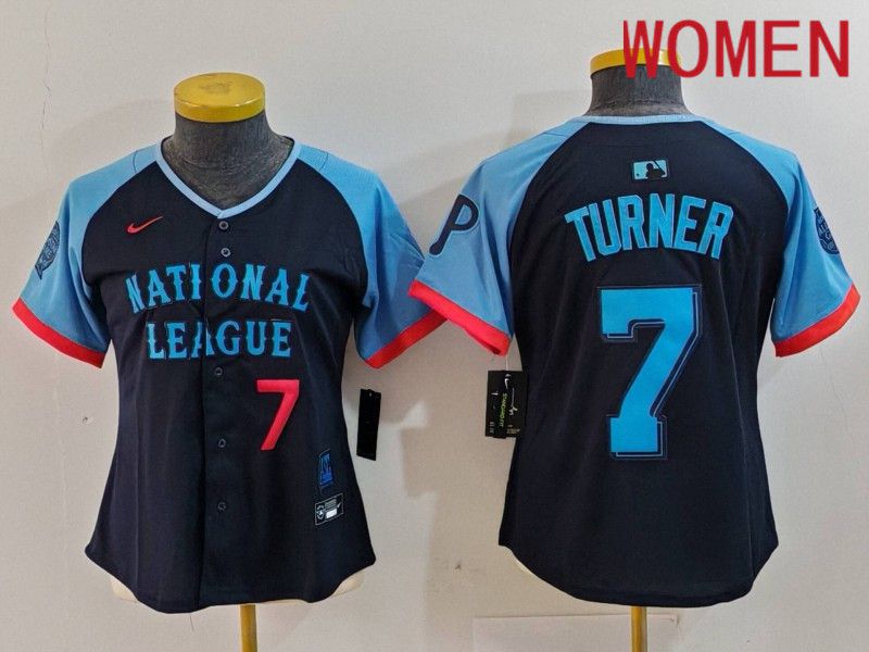 Women Philadelphia Phillies #7 Turner Blue All star 2024 Nike MLB Jersey style 3